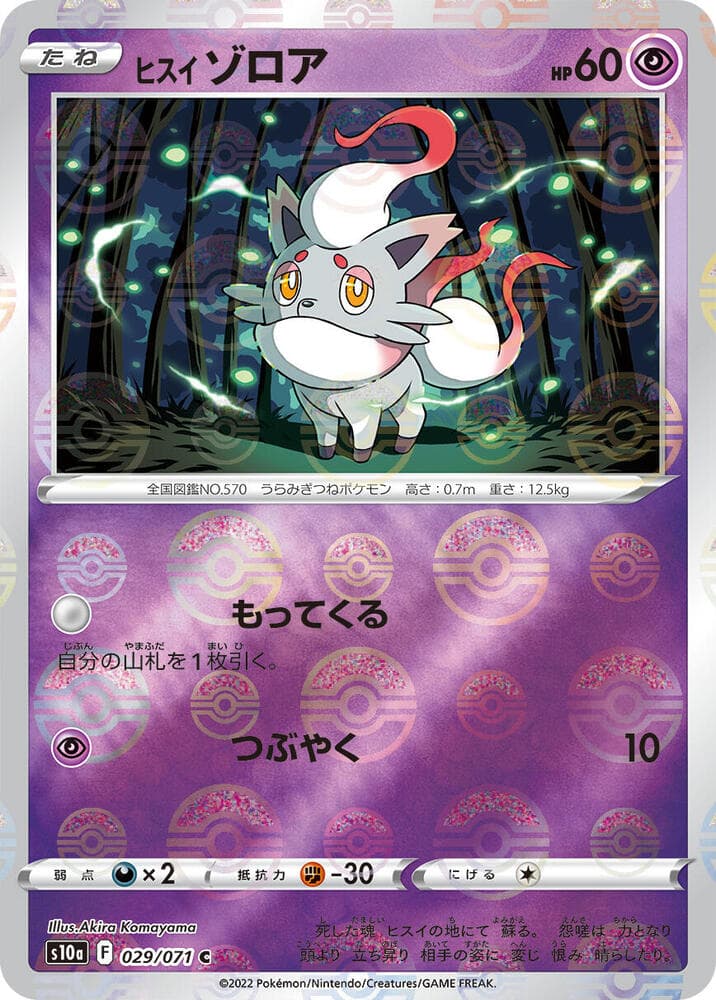 Hisuian Zorua Holofoil, catalogue front