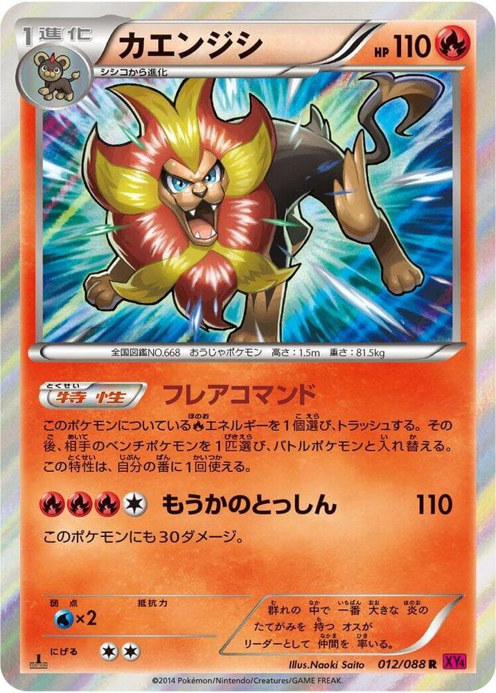 Pyroar 1st Edition Holofoil, catalogue front