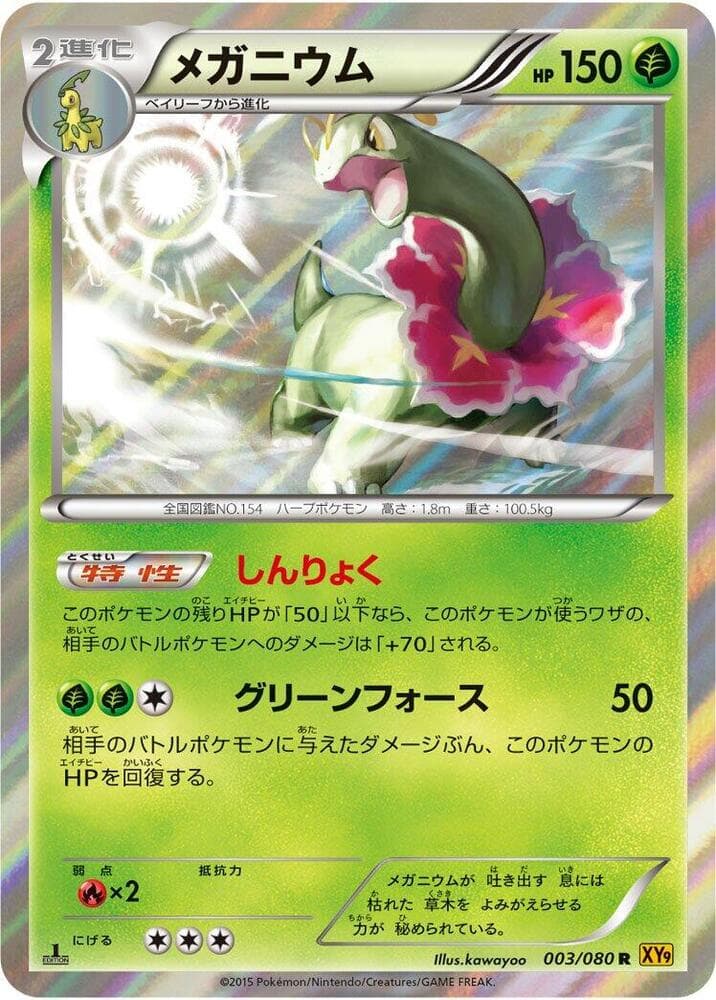 Meganium 1st Edition Holofoil, catalogue front