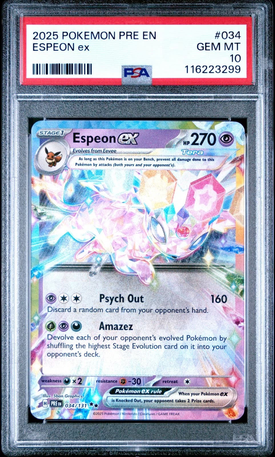 Espeon ex, PSA 10 slab