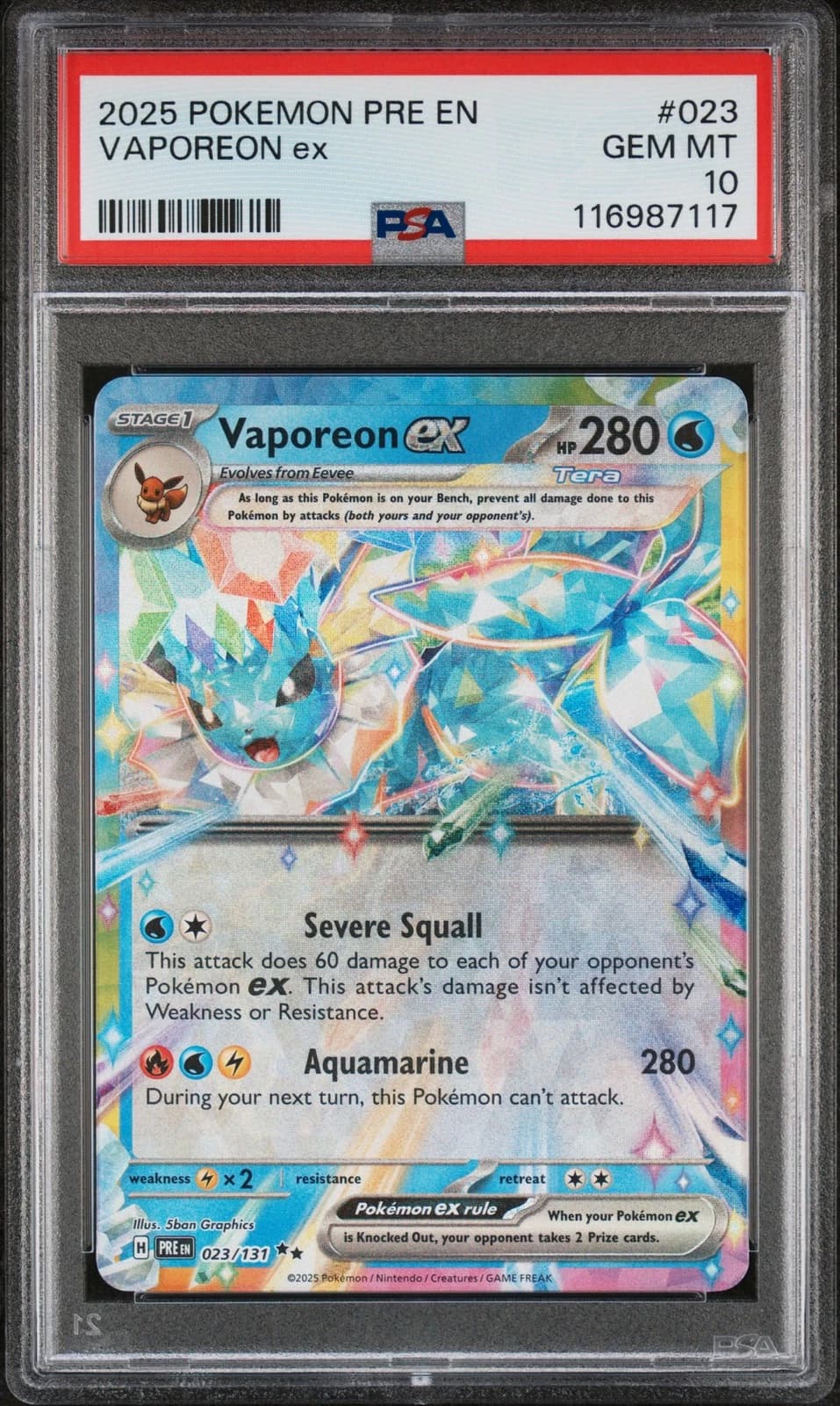 Vaporeon ex, PSA 10 slab