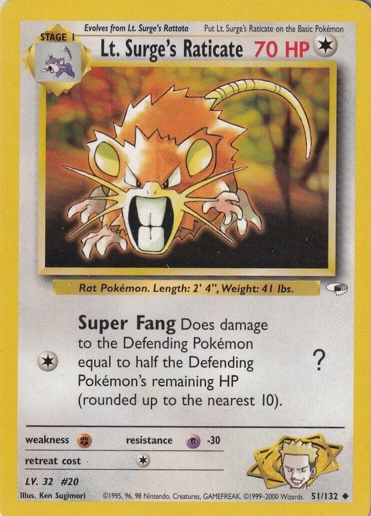 Lt. Surge's Raticate, catalogue front