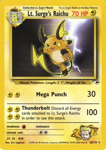 Lt. Surge's Raichu, catalogue front