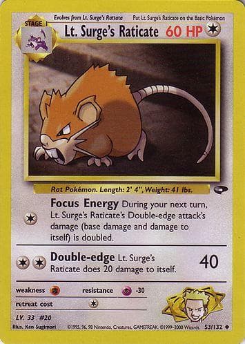 Lt. Surge's Raticate, catalogue front