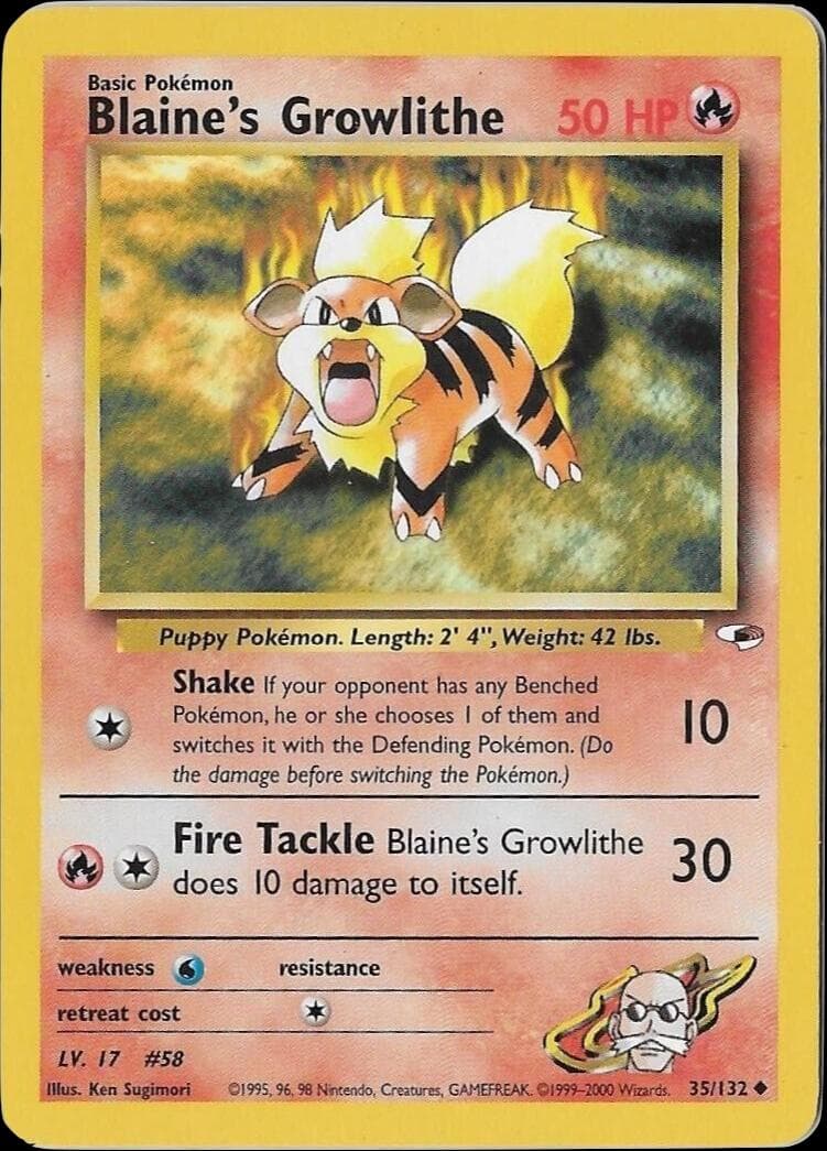 Blaine's Growlithe, catalogue front