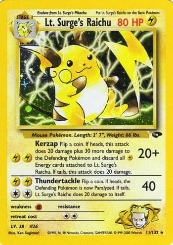 Lt. Surge's Raichu, catalogue front