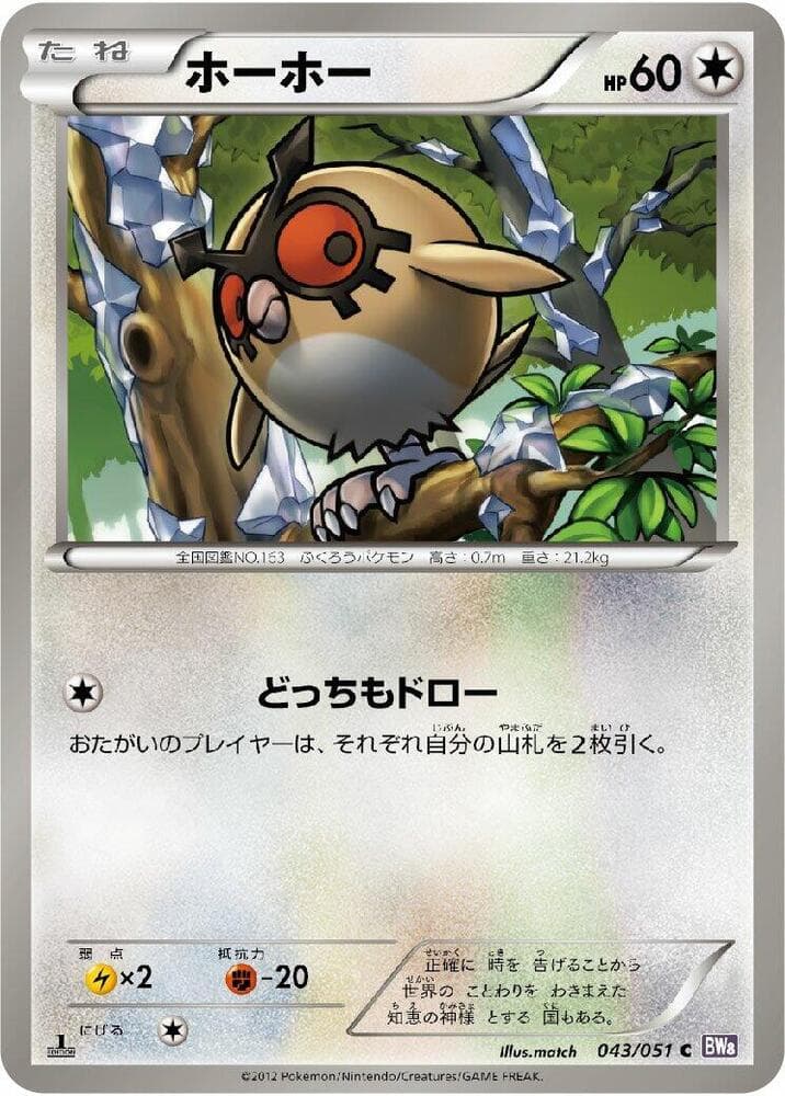 Hoothoot 1st Edition, catalogue front