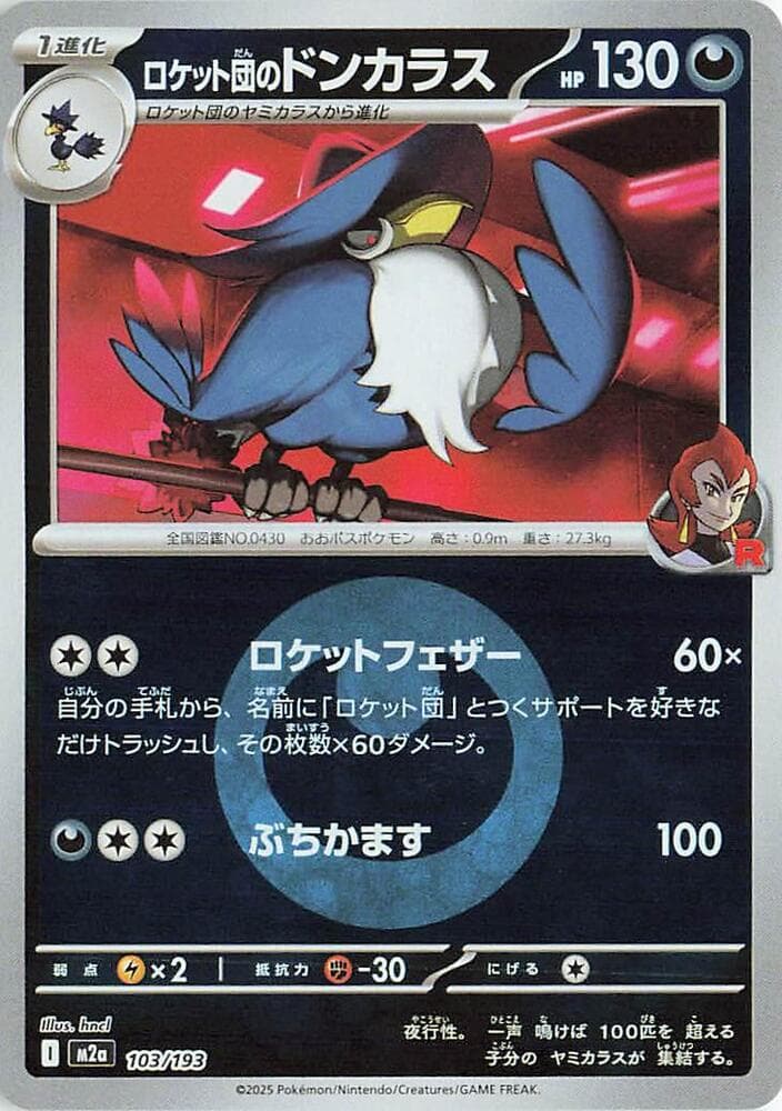 Team Rockets Honchkrow Energy Symbol Pattern Holofoil, catalogue front