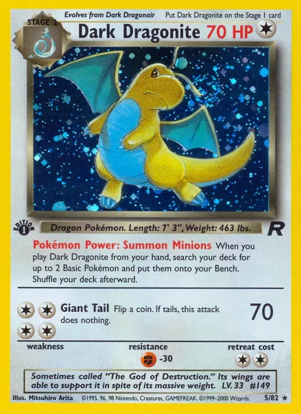 Dark Dragonite, catalogue front