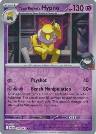 Team Rocket's Hypno, catalogue front