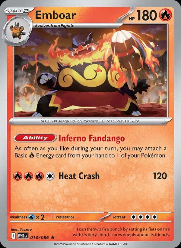 Emboar, catalogue front