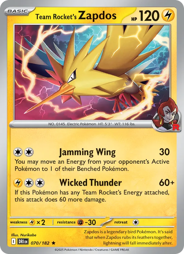 Team Rocket's Zapdos, catalogue front