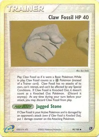Claw Fossil, catalogue front