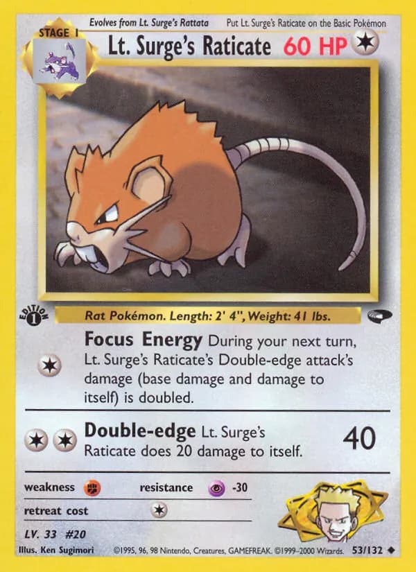 Lt. Surge's Raticate, catalogue front