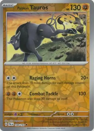 Paldean Tauros, catalogue front