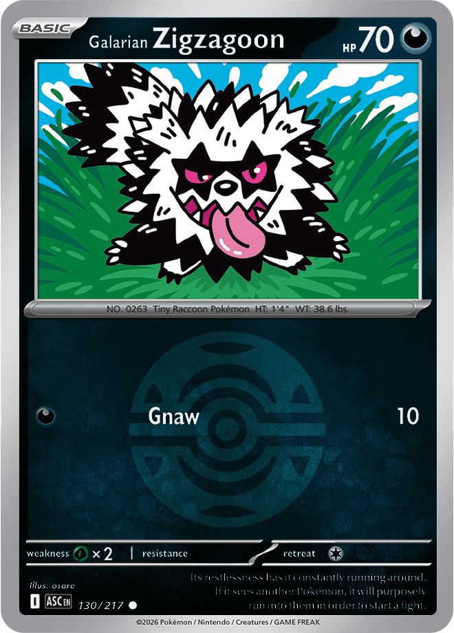 Galarian Zigzagoon, catalogue front