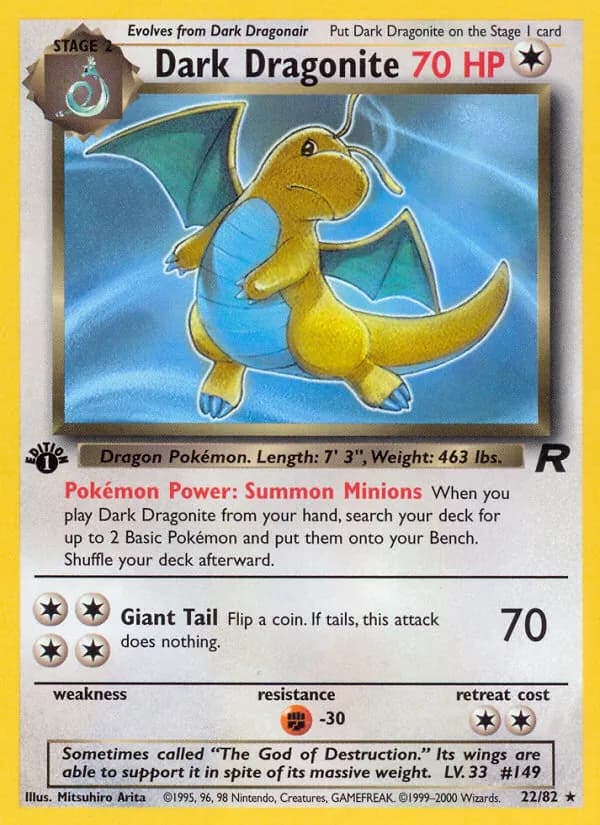 Dark Dragonite, catalogue front
