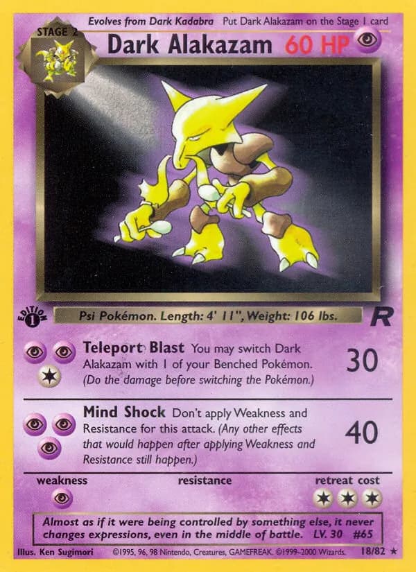Dark Alakazam, catalogue front