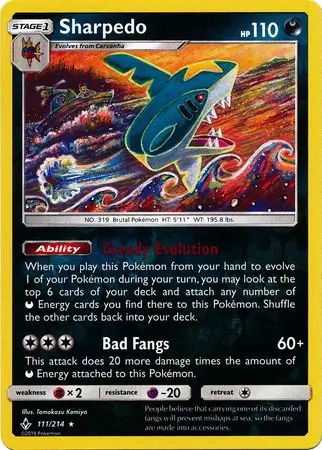 Sharpedo, catalogue front