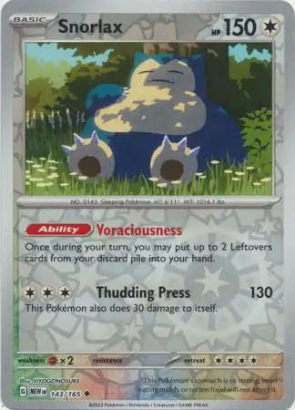 Snorlax, catalogue front