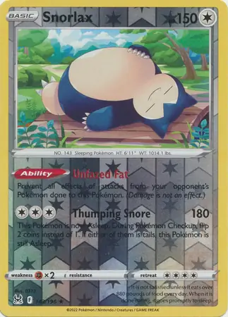 Snorlax, catalogue front
