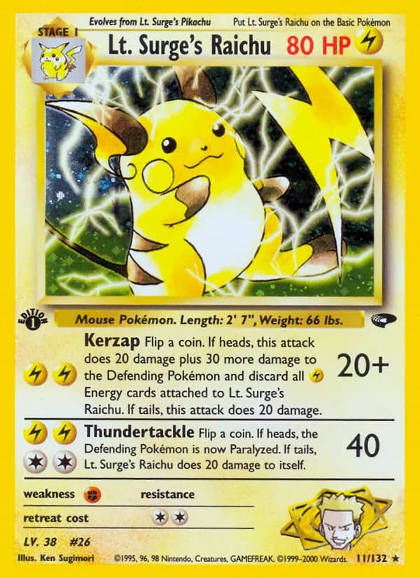 Lt. Surge's Raichu, catalogue front
