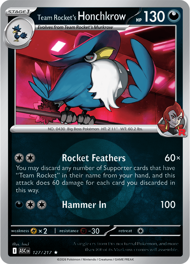 Team Rocket's Honchkrow, catalogue front