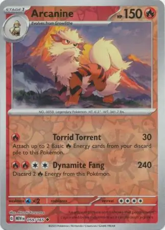 Arcanine, catalogue front