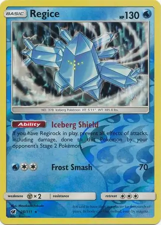 Regice, catalogue front
