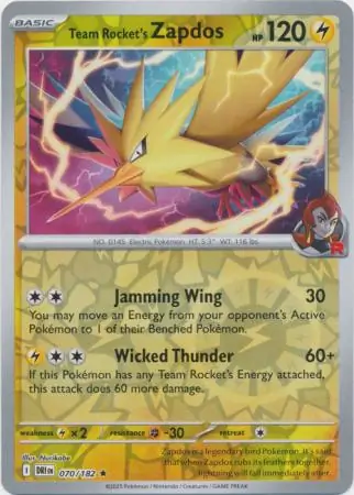 Team Rocket's Zapdos, catalogue front