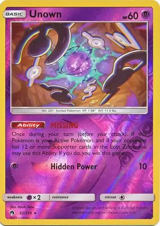 Unown, catalogue front