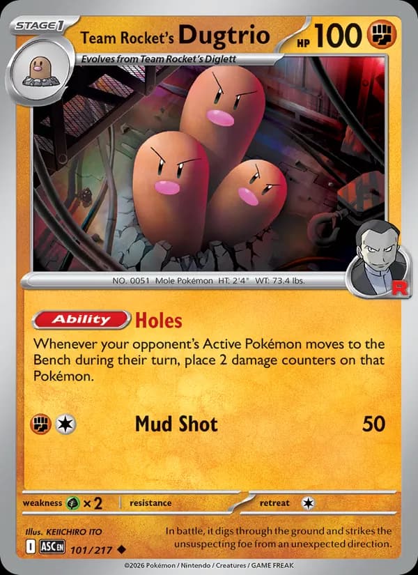 Team Rocket's Dugtrio, catalogue front