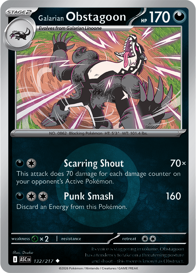 Galarian Obstagoon, catalogue front