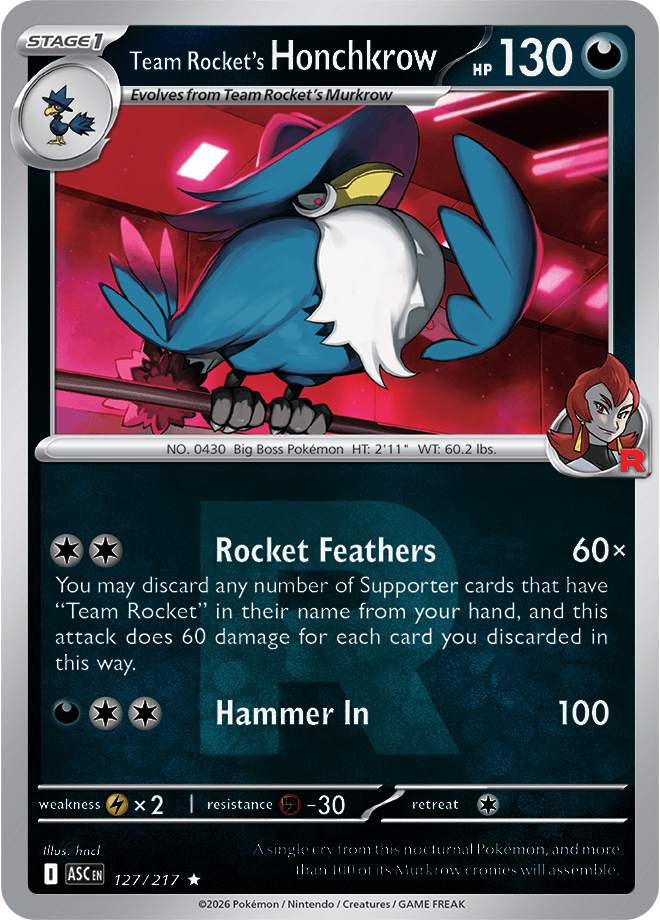Team Rocket's Honchkrow, catalogue front