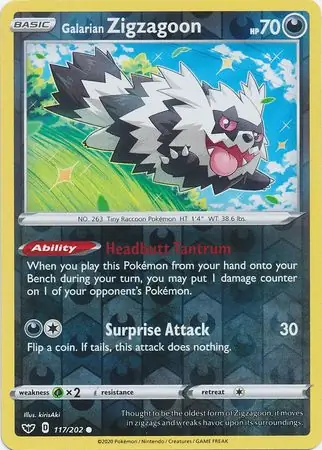 Galarian Zigzagoon, catalogue front