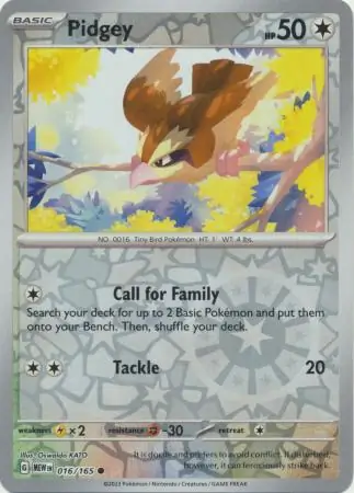 Pidgey, catalogue front
