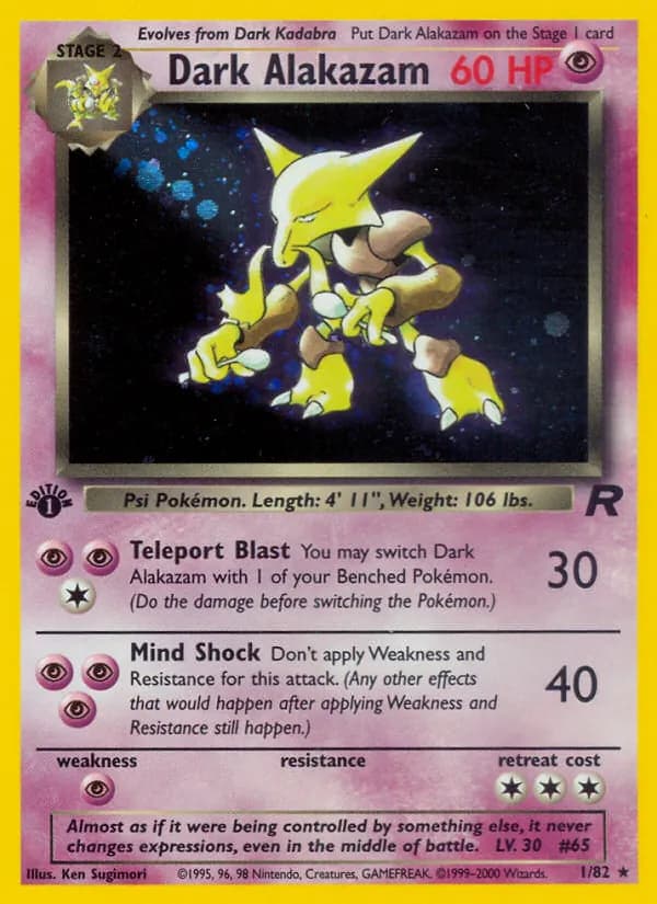 Dark Alakazam, catalogue front