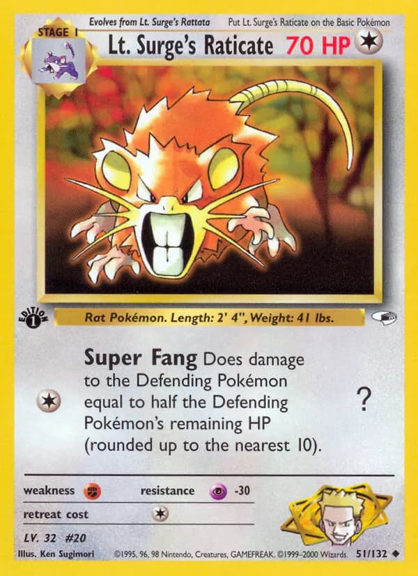 Lt. Surge's Raticate, catalogue front