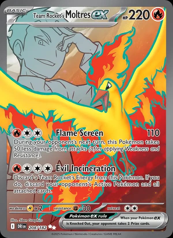 Team Rocket's Moltres ex, catalogue front