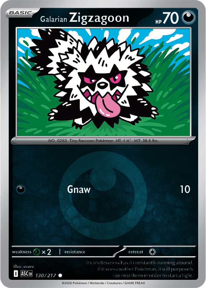 Galarian Zigzagoon, catalogue front