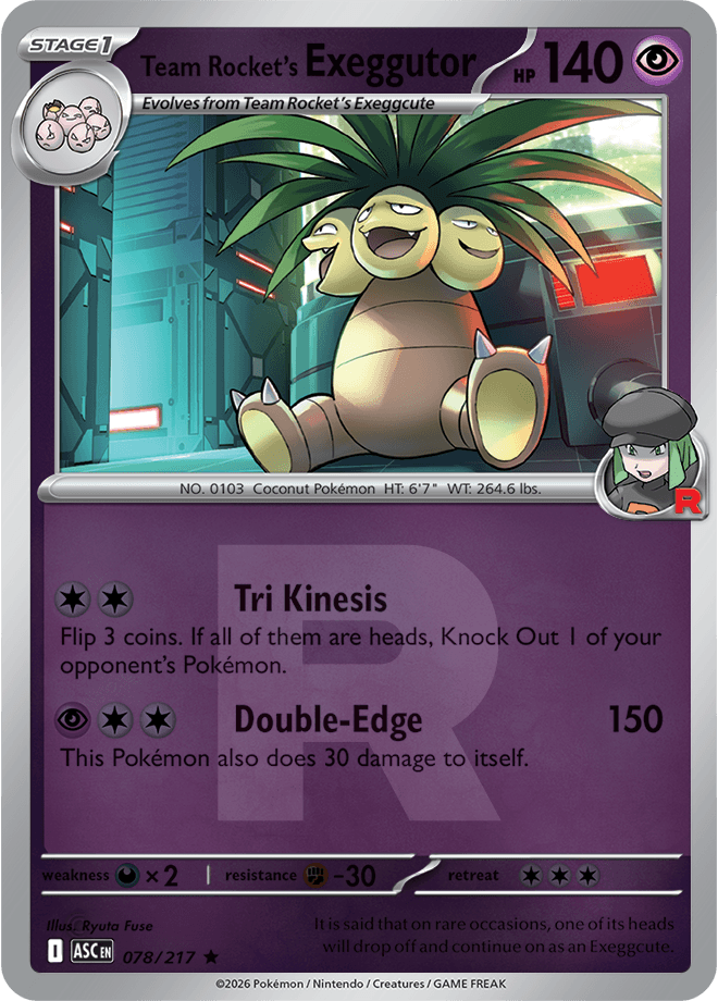 Team Rocket's Exeggutor, catalogue front