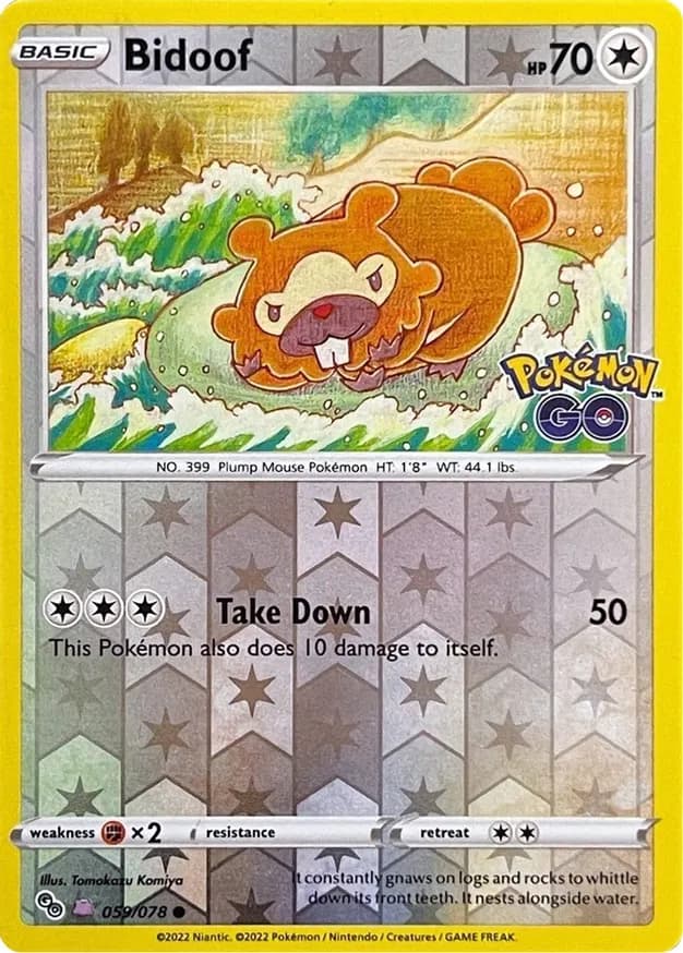 Bidoof Reverse Holo Ditto, catalogue front