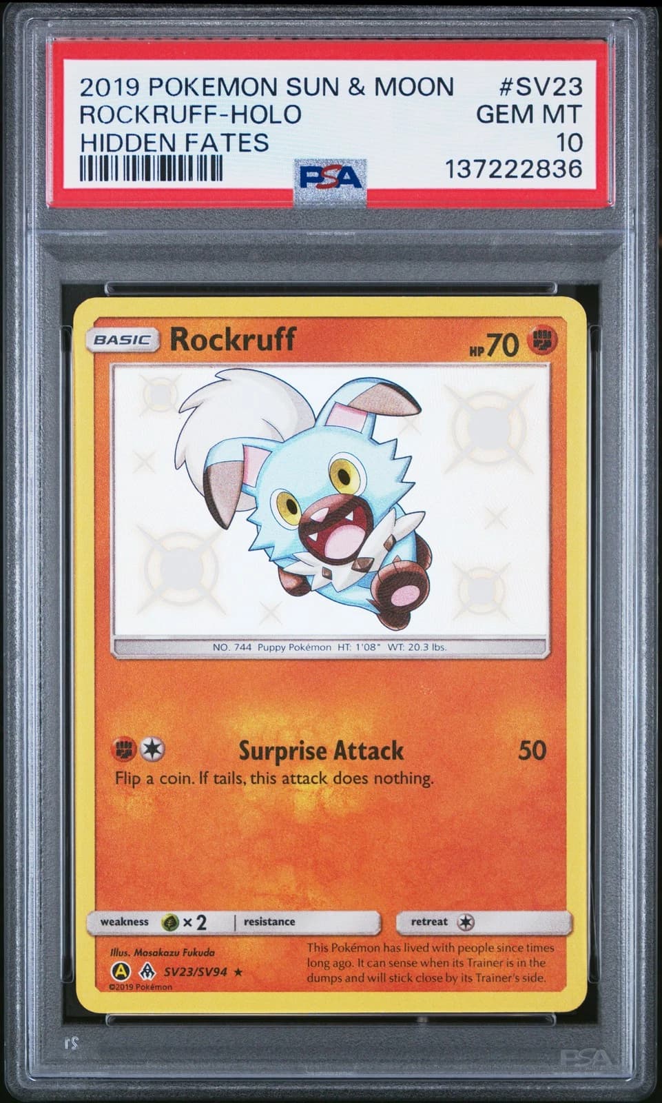Rockruff Holo #SV23 (Hidden Fates)