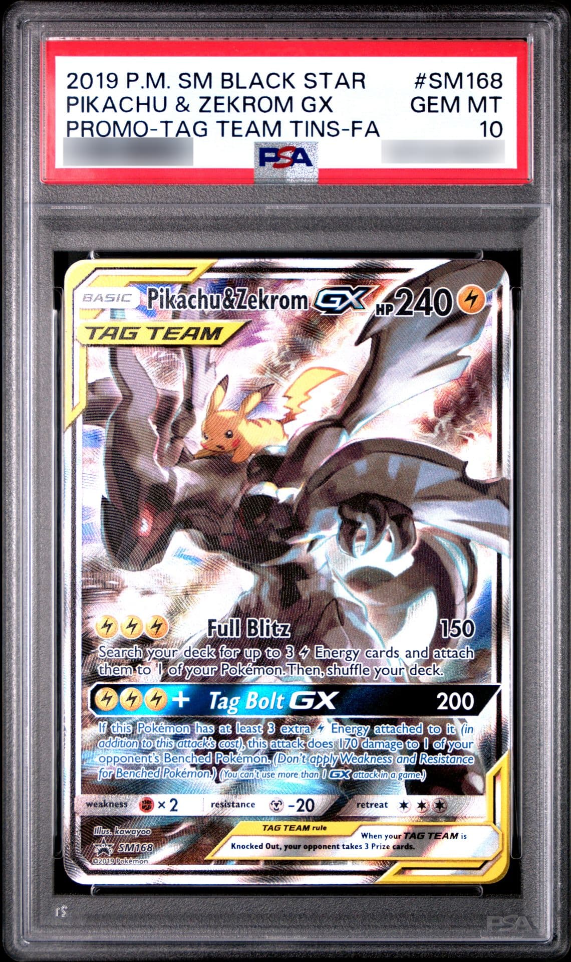 Pikachu & Zekrom GX, PSA 10 slab